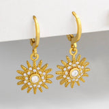 SUNFLOWER PENDANT WITH ZIRCON EARRINGS_CWAJE1016