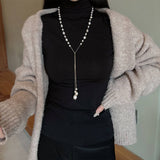 HIGH END ALL MATCH NATURAL PEARL SWEATER NECKLACE_CWAJE3893