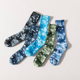 Universe Printed Tie Dyed Fashion Crew Socks_Cwms123