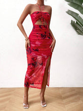 Womens Sexy Backless Ruched Fit Floral Dress