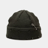 Cwah3168_New Style Iron Ring Pin Hole Wool Knitted Hat