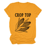 CORN LETTER PRINT TEE WOMEN S CASUAL T SHIRT_CWTTS1502