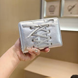 Solid Color Bow Pu Zipper Wallet, Large Capacity_Cwab06247