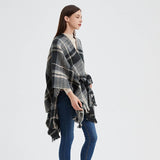 BLACK AND WHITE LINE CARDIGAN SHAWL CLOAK_CWASC0264