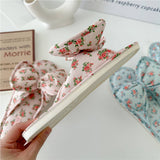 LIGHT BLUE FLORAL BOW KNOT THICK SOLED HOME SHOES_CWMM2970