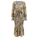 V-Neck Belted Floral Mermaid Maxi Dress