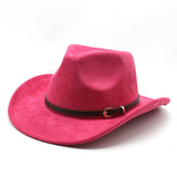 SUEDE HAT WITH LEATHER BELT WESTERN COWBOY HAT_CWAH2513