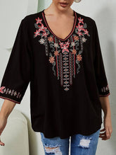 COTTON EMBROIDERED FLORAL BLOUSE_CWTBLL0837