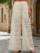 High-waisted loose lace wide-leg pants