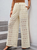 High-waisted loose lace wide-leg pants