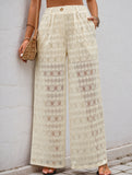 High-waisted loose lace wide-leg pants