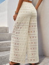 High-waisted loose lace wide-leg pants