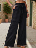 Simple high-waist loose pleated wide-leg pants