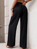 Simple high-waist loose pleated wide-leg pants