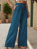 Simple high-waist loose pleated wide-leg pants