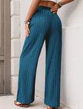 Simple high-waist loose pleated wide-leg pants