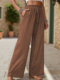 Simple high-waist loose pleated wide-leg pants