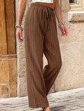 Simple high-waist loose pleated wide-leg pants