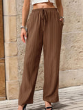 Simple high-waist loose pleated wide-leg pants