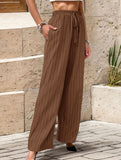 Simple high-waist loose pleated wide-leg pants