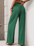 Simple high-waist loose pleated wide-leg pants