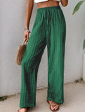 Simple high-waist loose pleated wide-leg pants
