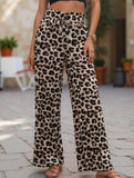 Personalized leopard print wide-leg pants