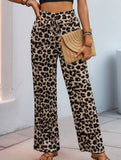 Personalized leopard print wide-leg pants
