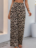 Personalized leopard print wide-leg pants