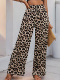 Personalized leopard print wide-leg pants