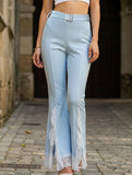 High-waisted lace solid color flared pants