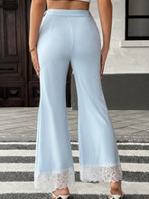 High-waisted lace solid color flared pants