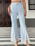 High-waisted lace solid color flared pants