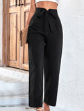 Black casual cropped trousers