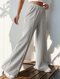 High-waisted solid color wide-leg casual pants