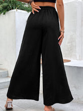 Simple high-waist button-down wide-leg pants