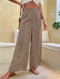 Fashionable casual wide-leg cropped trousers