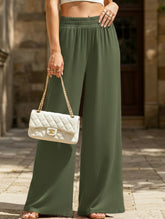 High-waisted elastic waist wide-leg pants