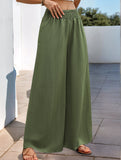High-waisted elastic waist wide-leg pants