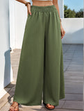 High-waisted elastic waist wide-leg pants