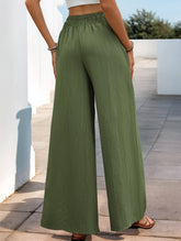 High-waisted elastic waist wide-leg pants