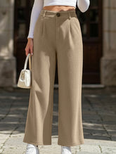 Simple high-waist solid color wide-leg pants