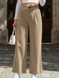 Simple high-waist solid color wide-leg pants
