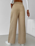 Simple high-waist solid color wide-leg pants