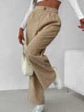 Simple high-waist solid color wide-leg pants