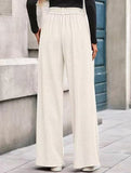 Versatile solid color straight wide-leg pants