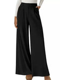 Versatile solid color straight wide-leg pants