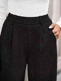 Versatile solid color straight wide-leg pants