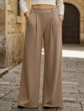 Versatile solid color straight wide-leg pants