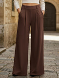 Versatile solid color straight wide-leg pants